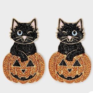 NWT - Sugarfix by Baublebar Cat Pumpkin Earrings. Halloween Earrings